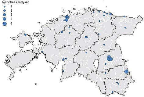 Õuntelt proovide võtmise asukohad.